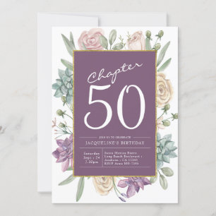 Woman's 50th Birthday Floral Surprise Party Invitation