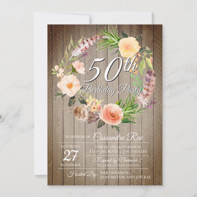 Woman's 50th Birthday Invitation (Front)