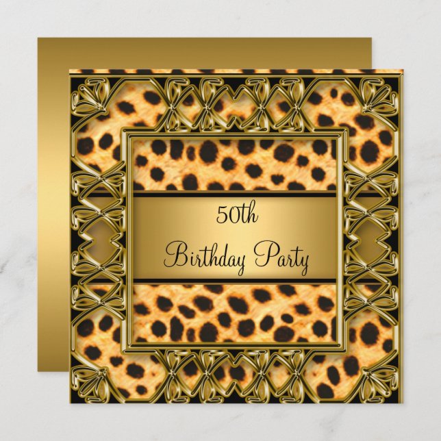 Womans 50th Birthday Party Jaguar Invitation (Front/Back)