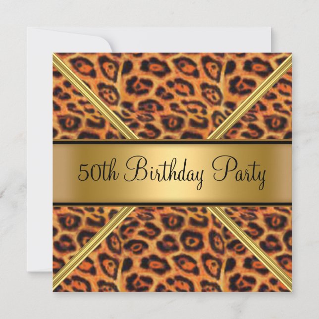 Womans 50th Birthday Party Leopard Invitation (Front)