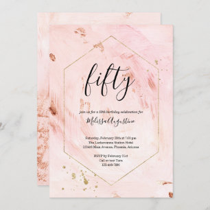 Woman's 50th Birthday Party Rose Gold Glitter Invitation