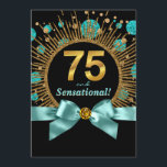 Womans 70th Birthday Party Teal Blue and Gold Invitation<br><div class="desc">Woman's teal blue and gold seventy fifth birthday party invitation with teal blue and gold glitter dots and star burst. This beautiful teal and gold birthday party invitation is easily customised for your event by simply adding your details in the font style and colour and wording of your choice. This...</div>
