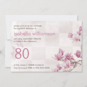Woman's 80th Birthday Party   Mauve Magnolias Invitation