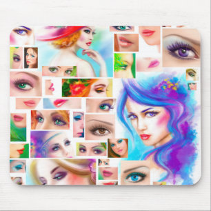 Womans abstract collage mouse mat