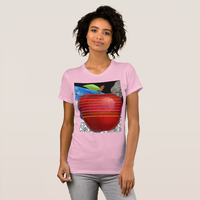womans apple space heart shirt (Front Full)