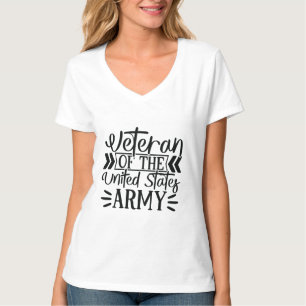 Woman's Army Veteran Proud Military V-Neck T-Shirt