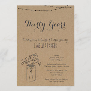 Woman's Birthday Invitation Rustic Kraft Paper