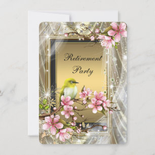 Womans Black and Gold Retirement Party Invitation