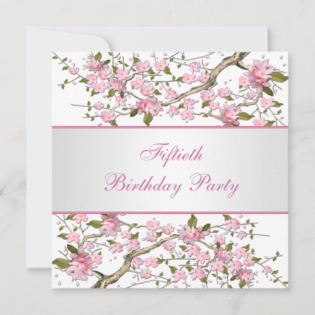 Womans Cherry Blossom Birthday Party Invitation (Front)