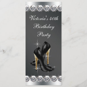 Womans Chic Black Birthday Party Invitation