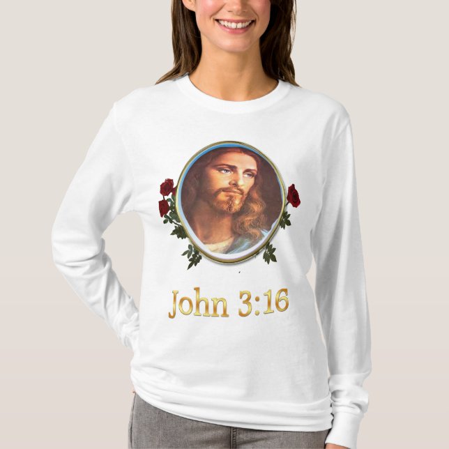 Womans Christian t-shirts John 3:16 (Front)