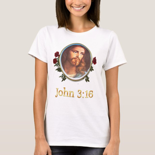 Womans Christian t-shirts John 3:16 (Front)