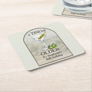 Woman's Classic Mar Tini Bit Older 30th Birthday Square Paper Coaster