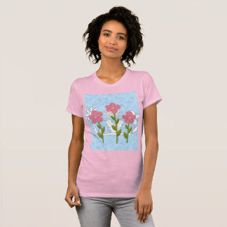 womans drawing colouring flowers shirt
