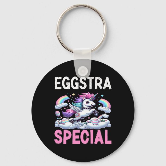 Womans Eggstra Special Kawaii Unicorn Easter Day F Key Ring (Front)