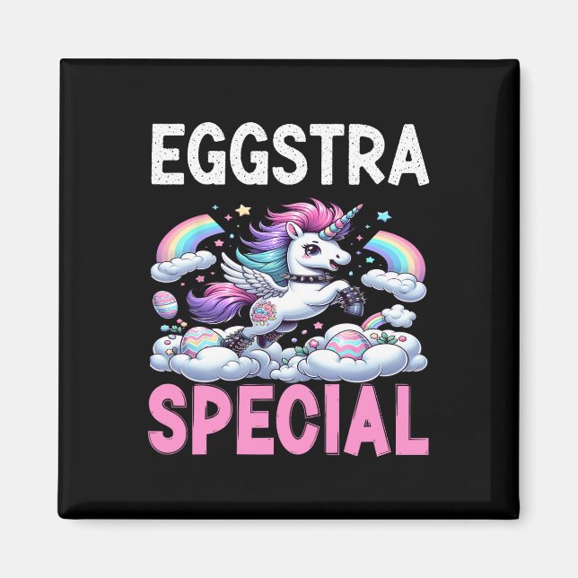 Womans Eggstra Special Kawaii Unicorn Easter Day F Magnet (Front)