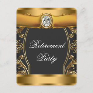 Womans Elegant Black and Gold Retirement Party Invitation