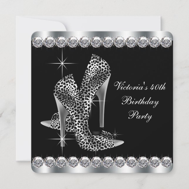 Womans Elegant Black Birthday Party Invitation (Front)