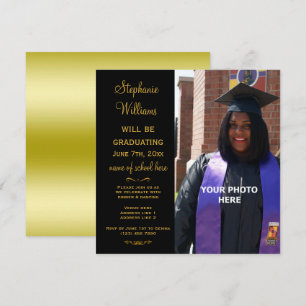 Woman's Elegant Classy Photo Graduation Invitation