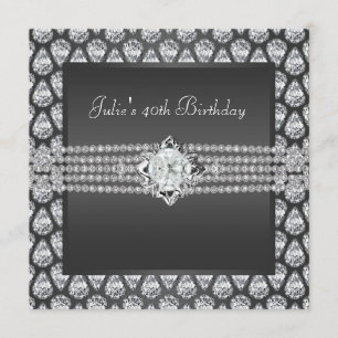 Womans Elegant Diamond Birthday Party Invitation