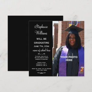 Woman's Elegant Photo Graduation Invitation