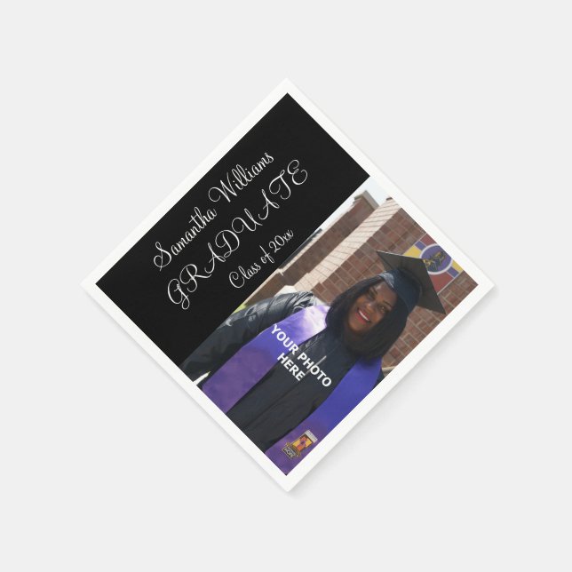 Woman's Elegant Photo Graduation Napkin (Corner)