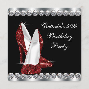 Womans Elegant Ruby Red Birthday Party Invitation