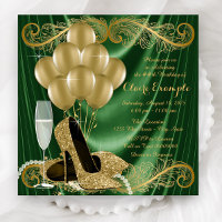 Womans Emerald Green and Gold Birthday Party Glam