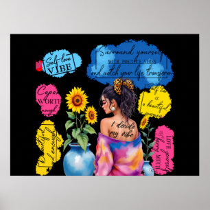 Woman's Empowerment Affirmations Positive Vibes Poster