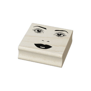 Womans eyes lips Face makeup Art Rubber Stamp