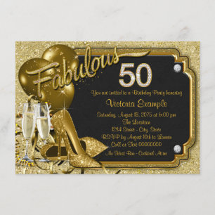 Womans Fabulous 50 Birthday Party Invitation