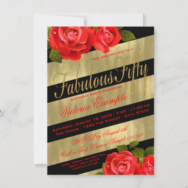 Womans Fabulous 50th Birthday Invitation (Front)