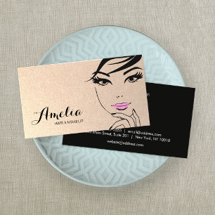 Woman's Face Beauty Salon & Spa Gold Business Card