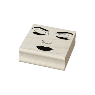 Womans Face Closed Eyes Makeup Beauty Art Rubber Stamp