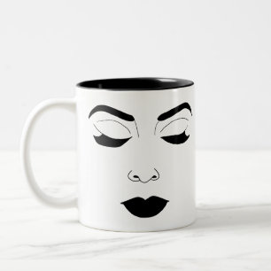 Womans Face Closed Eyes Makeup Beauty Art Two-Tone Coffee Mug
