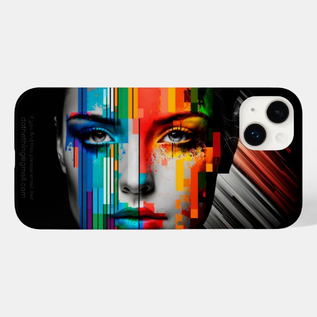 Woman's Face Colour Strips Portrait Case-Mate iPhone Case (Back (Horizontal))