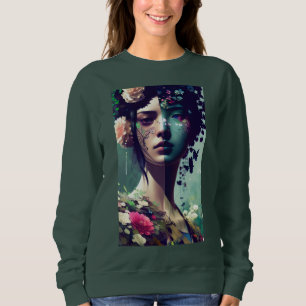 Woman's Face Floral Collage Sweatshirt