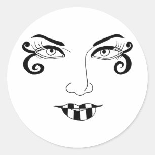 womans face fun makeup original fashion art classic round sticker