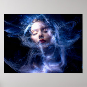 Womans Face Light Painting Poster