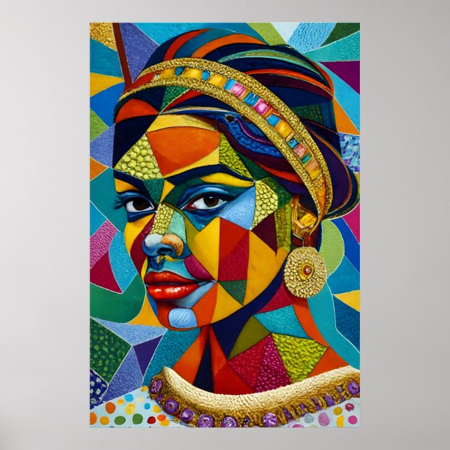  Woman's face on mosaic Poster (Front)