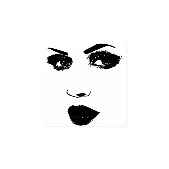 Womans Face Profile Makeup Beauty Modern Art Rubber Stamp (Imprint)
