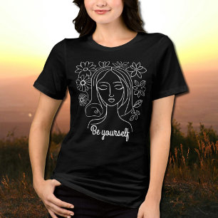 woman's face with flowers - Be Yourself Tri-Blend Shirt