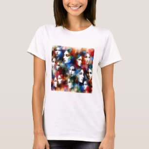 womans faces abstract watercolors pop art T-Shirt