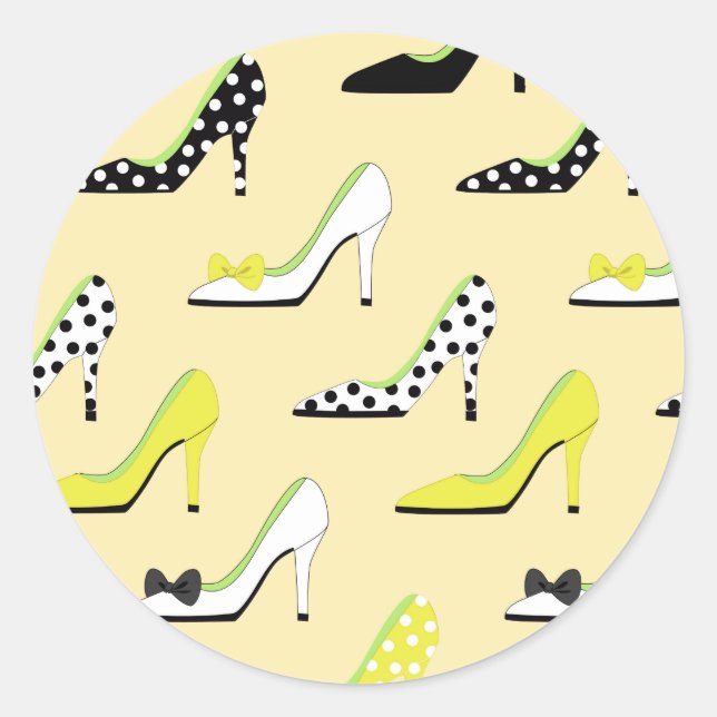 Woman's fashion high heel classic round sticker (Front)