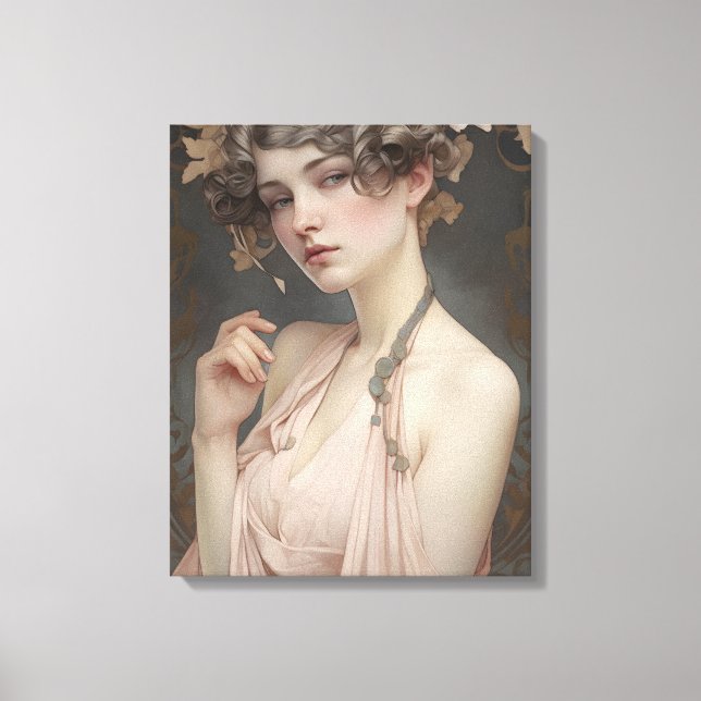 Woman's Femininity, Nouveau Art Canvas Print (Front)