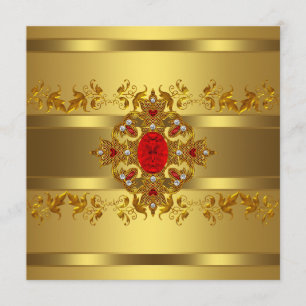 Womans Gold 50th Birthday Party Invitation