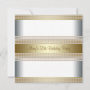 Womans Gold 50th Birthday Party Invitation