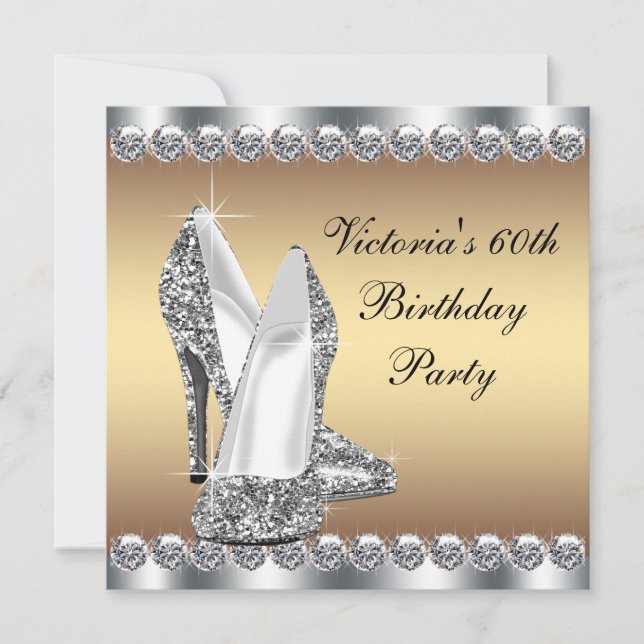 Womans Gold Birthday Party Invitation (Front)