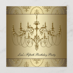 Womans Gold Chandelier 50th Birthday Invitation