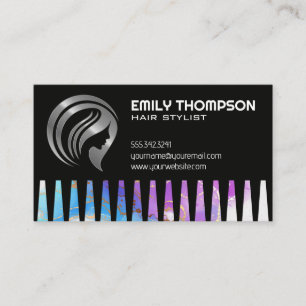 Womans Hair Logo Watercolor Business Card